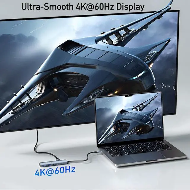Alt view image 11 of 14 - BENFEI USB C HUB 6-in-1 with HDMI(4K@60Hz), 100W Power Delivery, 10Gbps 2*USB-A and 2*USB-C, Silicone Cable, Aluminum Case Compatible with iPhone 15 Pro/Max, MacBook, iPad Pro, iMac, S23, XPS17