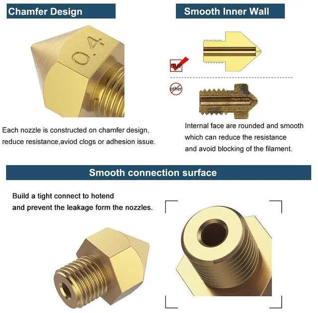 Alt view image 10 of 14 - Aokin 8 Pcs 0.6mm MK8 Extruder Nozzles 3D Printer Nozzles for Creality Ender 3/3 Pro/3 V2, Ender 5/5 Pro, CR-10/10S, Makerbot, Anet A8 3D Printer