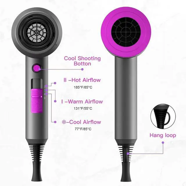 Alt view image 13 of 14 - Slopehill Professional Ionic Hair Dryer, Powerful 1800W Fast Drying Low Noise Blow Dryer with 2 Concentrator Nozzle 1 Diffuser Attachments for Home Salon Travel