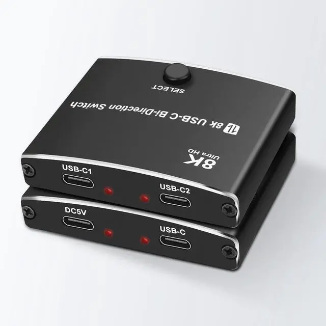 Alt view image 10 of 14 - USB C Type-C Switcher 1 in 2 out/2 in 1 out 8K@60Hz 4K@120Hz Type-C Bi-Directional Switch Selector Support 48Gbps Data Transmission with Type-C Cables for PC Monitor HDTV-1 PCS