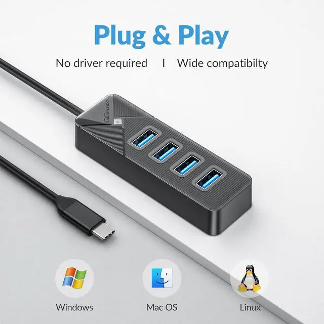 Alt view image 13 of 14 - USB C to USB A Adapter, USB A Hub 3.0 for Laptop 4-Port, 5Gbps USB Multiport Adapter Convertor for Mac, MacBook Air Pro, PC, Compatible with Windows, Mac OS, Linux (Balck, 15cm)