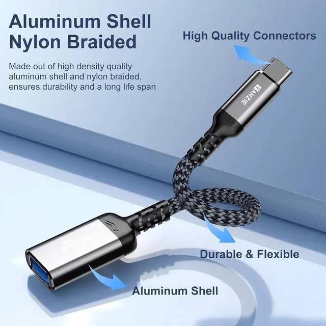 Alt view image 9 of 12 - 2-Pack USB 3.0 to USB C Male Adapter Type-C Male to USB Female USB C Male to USB A Female Compatible with iPhone 15 Pro/Max MacBook Pro Air 2024 iPad Pro Google Pixel Samsung Galaxy