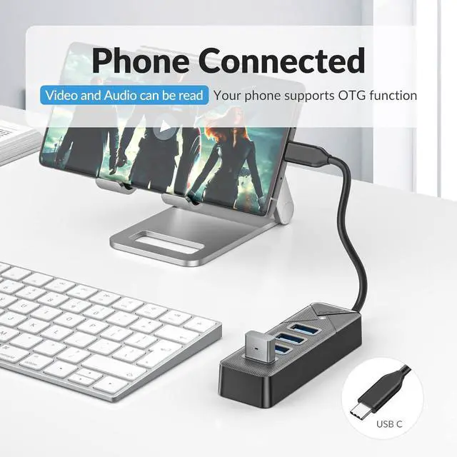 Alt view image 10 of 14 - USB C to USB A Adapter, USB A Hub 3.0 for Laptop 4-Port, 5Gbps USB Multiport Adapter Convertor for Mac, MacBook Air Pro, PC, Compatible with Windows, Mac OS, Linux (Balck, 15cm)