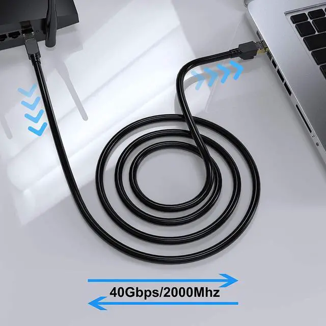 Alt view image 13 of 14 - Cat 8 Ethernet Cable 50 ft Shielded 26AWG Lastest 40Gbps 2000Mhz SFTP Patch Cord Heavy Duty High Speed Cat8 LAN Network RJ45 Cable- in Wall Outdoor Weatherproof Rated for Router Modem Gaming