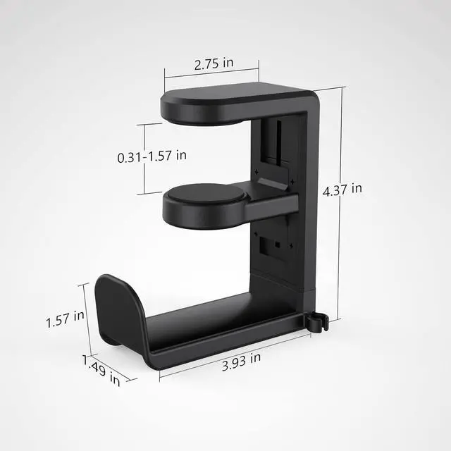 Alt view image 14 of 14 - PC Gaming Headset Headphone Hook Holder Hanger Mount Headphones Stand with Adjustable & Rotating Arm Clamp Under Desk Design Universal Fit Built in Cable Clip Organizer EURPMASK