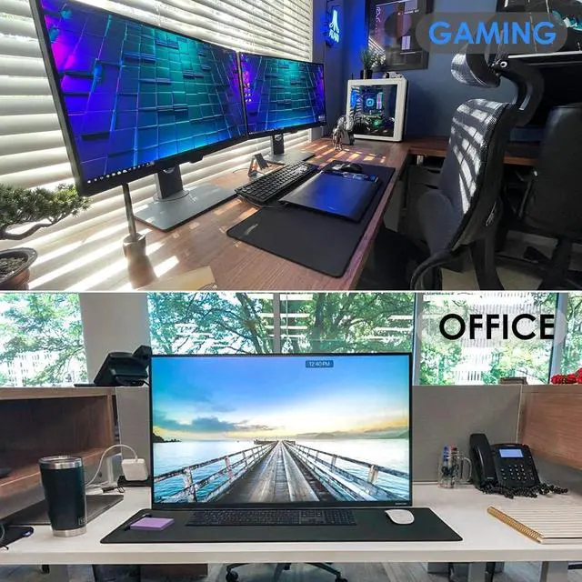 Alt view image 14 of 14 - Large Gaming Mouse Pad with Superior Micro-Weave Cloth Extended Desk Mousepad with Stitched Edges Non-Slip Base Water Resist Keyboard Pad for Gamer Office & Home 31.5 x 11.8 in Black