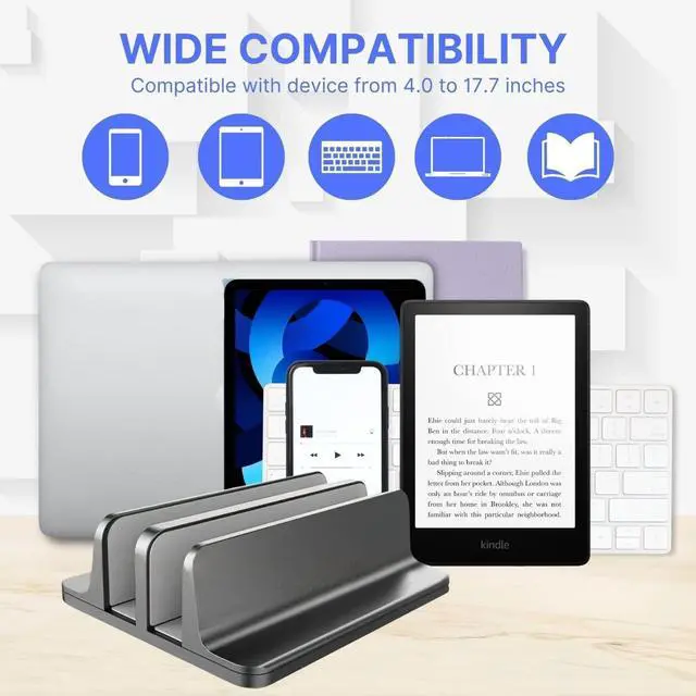Alt view image 14 of 14 - Unitronworld Dual Laptop Holder Vertical Laptop Stand MacBook Stand Desk Adjustable Closed Double Laptop Stand Laptop Dock Laptop Vertical Stand MacBook Pro Stand Air Surface Stand Notebook