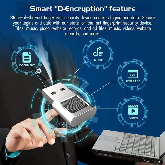Alt view image 10 of 12 - USB Fingerprint Reader Mini Fingerprint Scanner PC Dongle Windows Hello Fingerprint Reader for PC Laptop 360 Degree Touch Speedy Matching Biometric Portable USB Fingerprint Logger for Windows 10/11