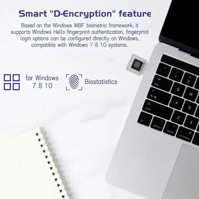 Alt view image 11 of 12 - USB Fingerprint Reader Mini Fingerprint Scanner PC Dongle Windows Hello Fingerprint Reader for PC Laptop 360 Degree Touch Speedy Matching Biometric Portable USB Fingerprint Logger for Windows 10/11
