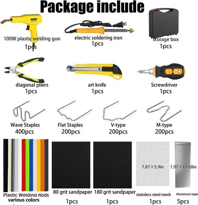 Alt view image 3 of 6 - Plastic Welder,2 in 1 Plastic Welding Kit,Hot Stapler Car Bumper Repair Kit