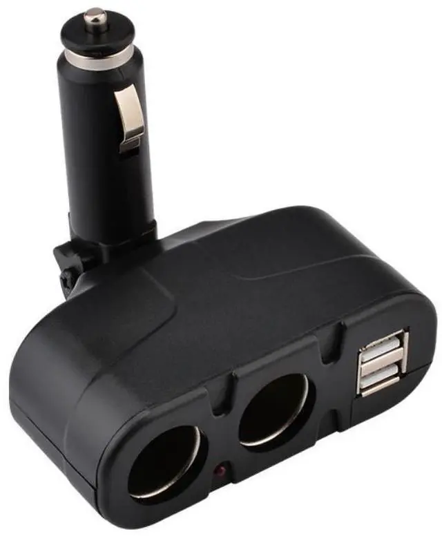 Alt view image 2 of 2 - DC 12V 60W Car Cigarette Lighter 2 Way Dual USB Adapter Charger Plug 90 Degree Foldable for Car SUV Off-road Vehicle