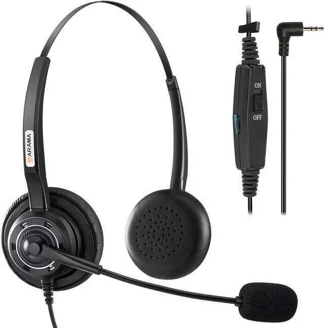 Alt view image 8 of 14 - Phone Headset 2.5mm with Noise Canceling Mic & Volume Control Ultra Comfort Telephone Headset for Panasonic Vtech AT&T Uniden Gigaset Cisco RCA Grandstream Cordless Landline Office Phones