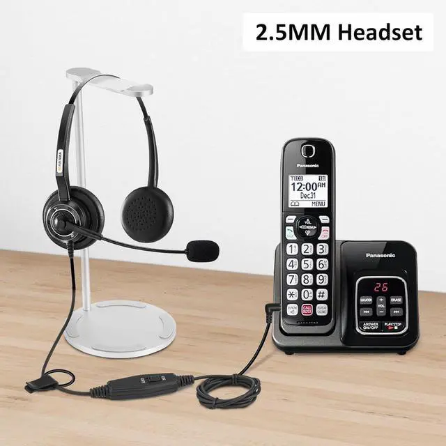 Alt view image 12 of 14 - Phone Headset 2.5mm with Noise Canceling Mic & Volume Control Ultra Comfort Telephone Headset for Panasonic Vtech AT&T Uniden Gigaset Cisco RCA Grandstream Cordless Landline Office Phones