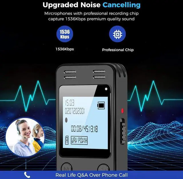 Alt view image 9 of 14 - 128GB Digital Voice Recorder for Lectures Meetings - EVIDA 9296 Hours Voice Activated Recording Device Audio Recorder with Playback,Password