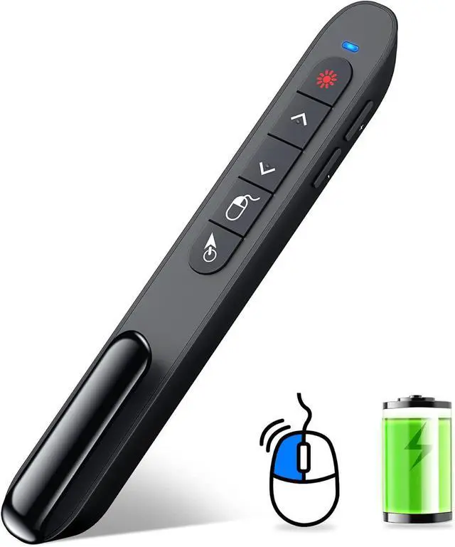 Alt view image 8 of 14 - Wireless Presenter Remote with Air Mouse Control Rechargeable USB Presentation Clicker PPT Pointer RF 2.4GZ PowerPoint Clicker Slide Advancer for Computer Laptop Mac