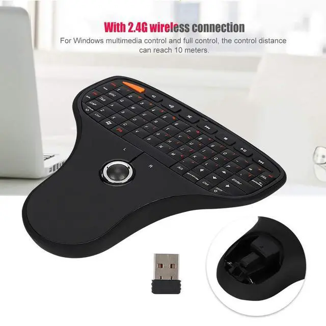 Alt view image 8 of 10 - 070 Keyboard Trackball Portable Keyboard Trackball 2.4G Wireless Mini USB Multimedia Keyboard for TV Computer Keyboard