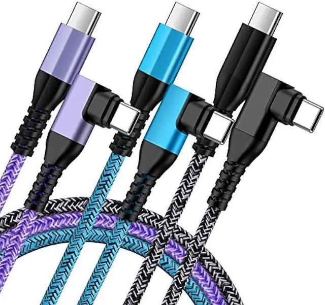Alt view image 8 of 14 - Android Phone Power Cord Samsung Charger Cable USB Type C to C 60W 3 Pack 6ft 90 Degree Fast Charging for Samsung Galaxy A54 A14 5G A13 A24 A23 S23 S22 A34 S21 FE A53 A03s Z Fold 4 Flip 4 S20 S10 S9