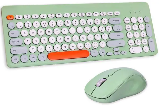 Alt view image 6 of 10 - Arcwares Wireless Keyboard and Mouse Combo, Sweet Green Cute Keyboard, 2.4G USB Ergonomic Full-Sized Mute Keyboard for Computer, Laptop, PC Desktops, Mac