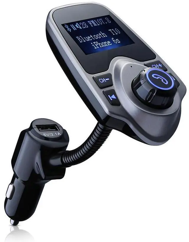 Alt view image 8 of 14 - Wireless Bluetooth FM Transmitter& USB Car Charger 1.44 Inch Screen Supports Display Car Battery Voltage, Song Names, Incoming Phone Number