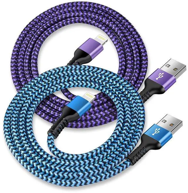 Alt view image 8 of 14 - USB A to Lightning Cord 2Pack/3Ft Nylon Braided iPhone Charger Cable Approved Fast Charging Power Wire for iPhone 14 14 Pro Max 13 Pro Max 13Pro 13 13 Mini 12 11 10 XR XS X 8 Plus 7 6 6s