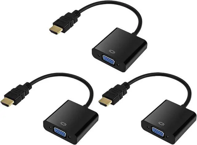 Alt view image 8 of 14 - HDMI to VGA Gold-Plated HDMI to VGA Adapter (Male to Female) for Computer Desktop Laptop PC Monitor Projector HDTV Chromebook Raspberry Pi Roku Xbox and More - Black3 Pack