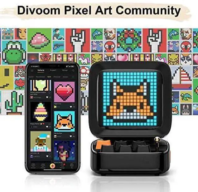 Alt view image 11 of 12 - Divoom Ditoo Retro Pixel Art Game Bluetooth Speaker with 16X16 LED App Controlled Front Screen (Black)