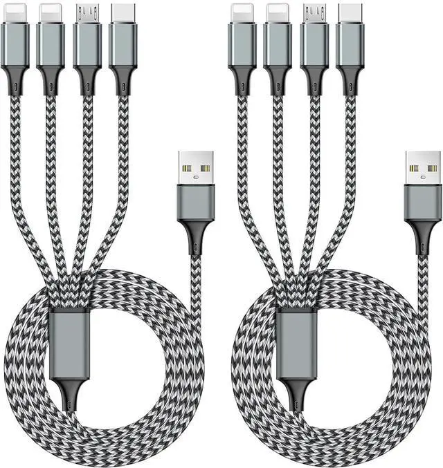 Alt view image 9 of 15 - Puxnoin Multi Charging Cable 6FT 2Pack Multi Charger Cable 4 in 1 Universal Multiple USB Cable Fast Charging Cord with Type-C, Micro USB Port for Most Cell Phone, Tablets