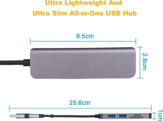 Alt view image 14 of 14 - USB C Hub USB Hub 5 in 1, USB Adapter Multiport USB Splitter with USB 3.0 & 2 USB 2.0, SD & TF Card Reader for Laptop, Desktop PC, Smartphones and More