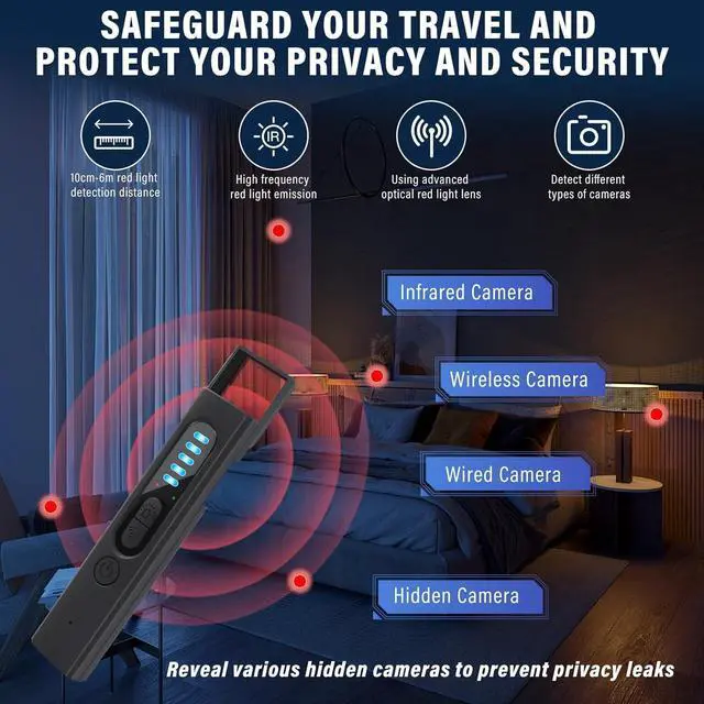 Alt view image 9 of 12 - Hidden Camera Detectors, Camera Detector, 3-in-1 Hidden Camera Detector, Safeguard Your Travel, Protect Your Privacy in All aspects (Black)