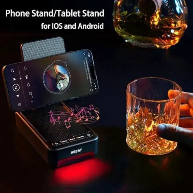 Alt view image 8 of 10 - Gifts for Men Him, Cell Phone Stand with Bluetooth Speaker&Led Color Changing Light, Unique Gifts for Women Dad Her Husband, Cool Tech Gadget Wireless Speaker, Birthday Gifts for Men, Ideal Gifts