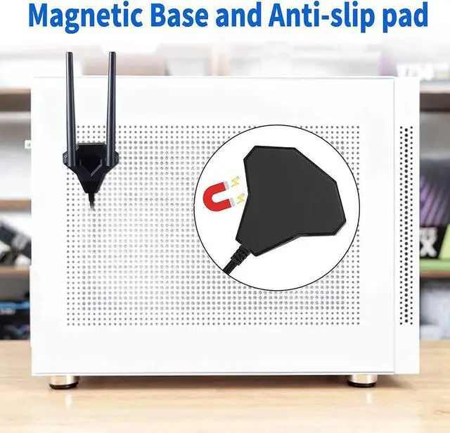 Alt view image 12 of 14 - BUCIER Dual Band WiFi 2.4GHz 5GHz 5.8GHz RP-SMA Male WiFi Antenna with Magnetic Base for PC Desktop Computer PCI-E WiFi Network Card USB WiFi Adapter Bluetooth Card Wireless Router