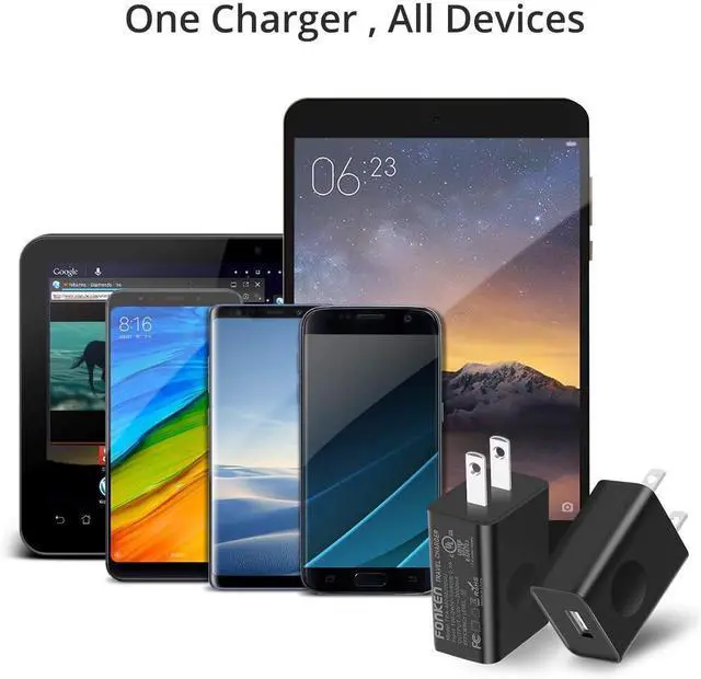 Alt view image 11 of 14 - USB Wall Charger, FONKEN 3-Pack 5V 2A Power Adapter Universal Travel Charger USB Plug Cell Phone Charger Block Cube Compatible with iPhone, iPad, Google Nexus, Samsung, LG, HTC, Moto, Kindle and More