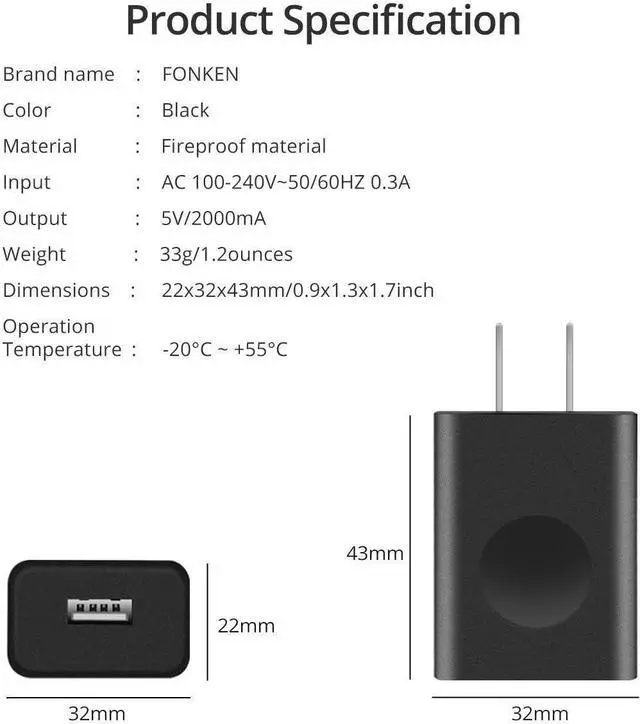 Alt view image 13 of 14 - USB Wall Charger, FONKEN 3-Pack 5V 2A Power Adapter Universal Travel Charger USB Plug Cell Phone Charger Block Cube Compatible with iPhone, iPad, Google Nexus, Samsung, LG, HTC, Moto, Kindle and More