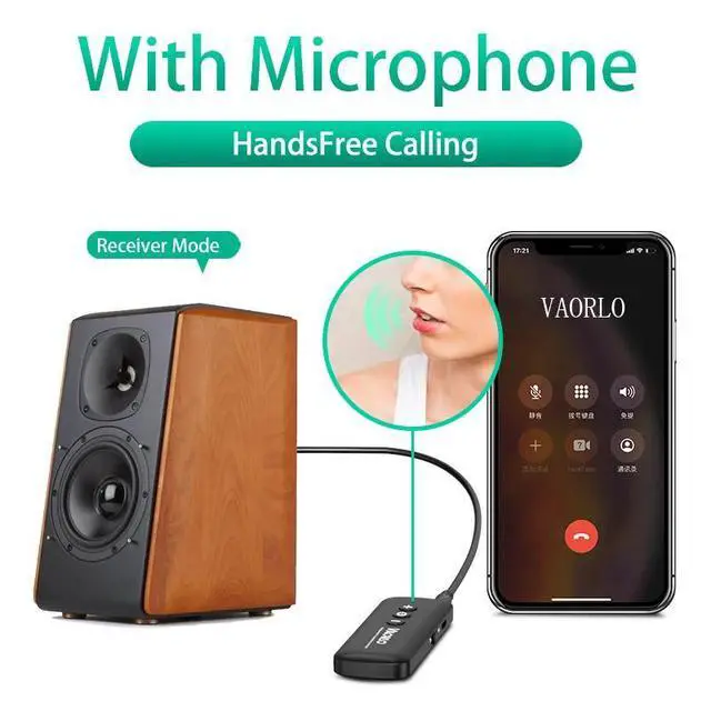 Alt view image 8 of 10 - Bluetooth 5.0 Receiver Transmitter Stereo Wireless Audio Adapter With Mic Handsfree Calling USB 3.5mm AUX RCA Low latency