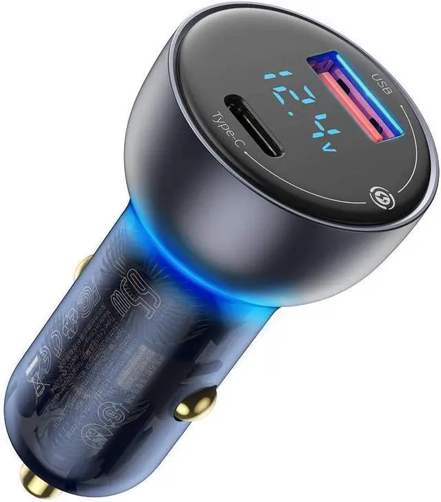 Alt view image 7 of 12 - USB C Car Charger Adapter, Baseus 65W PPS QC PD 3.0 Super Fast & Metal Car Laptop Charger with LED Display Compatible with MacBook, Samsung, iPhone 13/12 Pro/Max/12 Mini/11, iPad Pro - CCKX