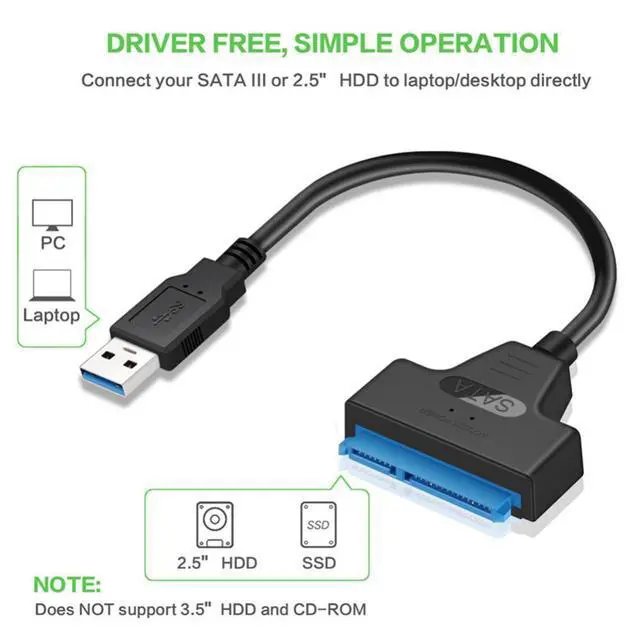 Alt view image 3 of 5 - USB SATA 3 Cable Sata To USB 3.0 Adapter UP To 6 Gbps Support 2.5Inch External SSD HDD Hard Drive 22 Pin Sata III A25