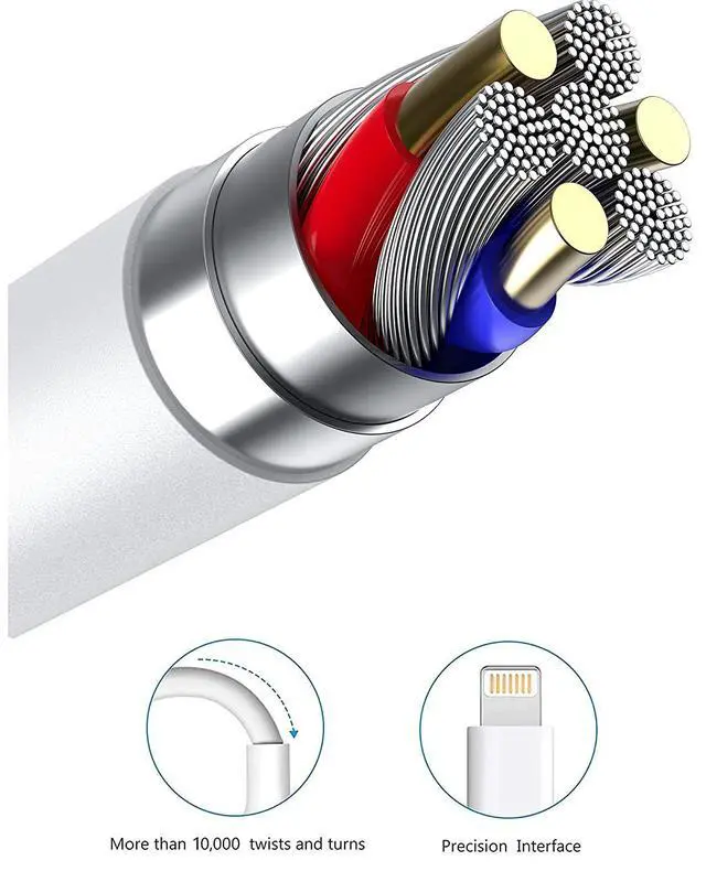 Alt view image 5 of 7 - isptewhie iPhone Charger Cord 2Pack 6ft Apple MFi Certified USB to Lightning Cables Fast Charging High Speed Data Sync USB Cable Compatible with iPhone iPad iPod AirPods