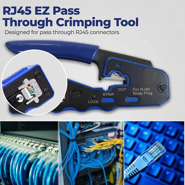 Alt view image 5 of 6 - RJ45 Crimp Tool Pass Through Crimper Cutter for Cat6a Cat6 Cat5 Cat5e 8P8C Modular Connector Ethernet All-in-one Wire Tool