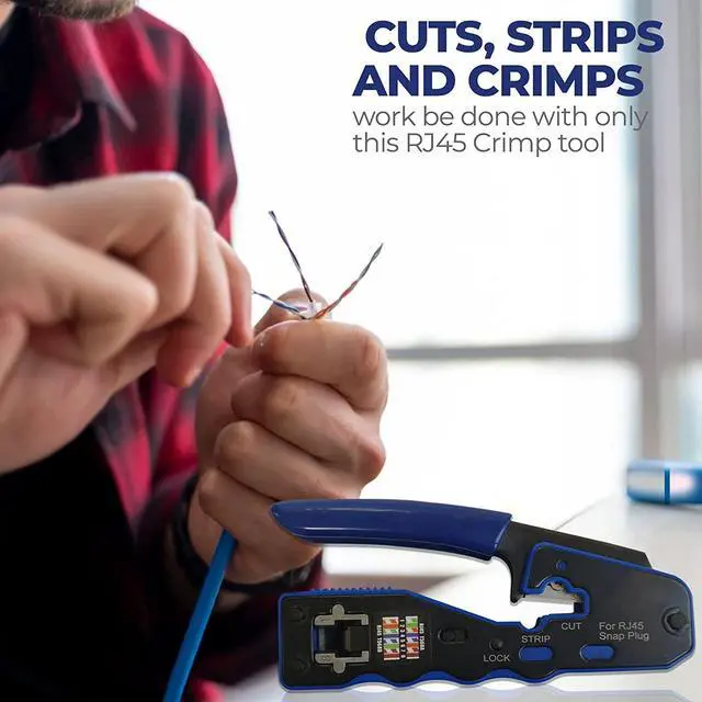 Alt view image 6 of 6 - RJ45 Crimp Tool Pass Through Crimper Cutter for Cat6a Cat6 Cat5 Cat5e 8P8C Modular Connector Ethernet All-in-one Wire Tool