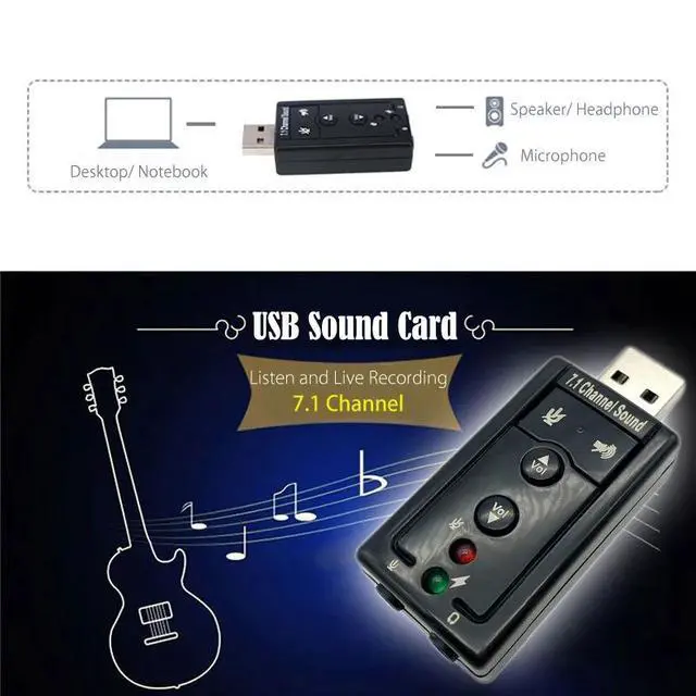 Alt view image 5 of 6 - USB Sound Card Virtual 7.1 Channel Audio Interface Sound Card Adapter External Audio Card Speaker Microphone Jack for Laptop