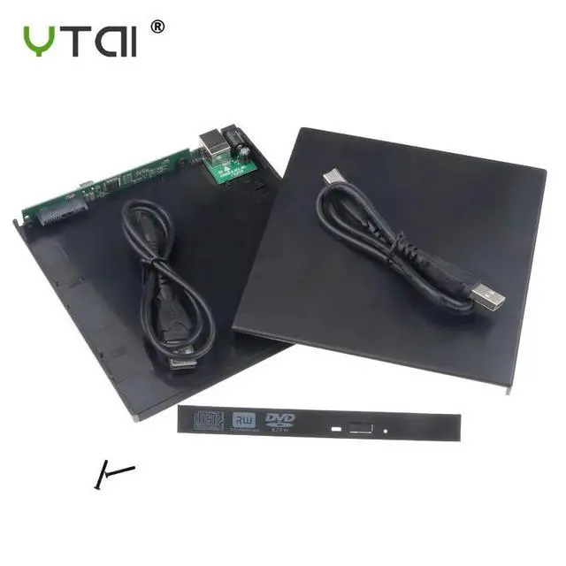 Alt view image 4 of 5 - 9.5mm USB 2.0 External DVD/CD-ROM Case For Laptop Desktop PC Optical Disk Drive SATA To SATA External DVD Enclosure