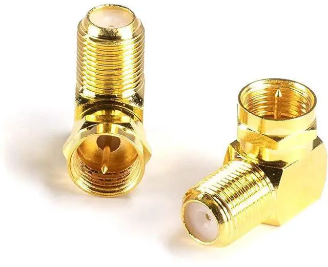 Main image of Coaxial Cable Right Angle Connector 4 Pack for Tight Corners and Flat Panel TV Mounting 90 Degree F Type Adapter for Coax Cable and Wall Plates
