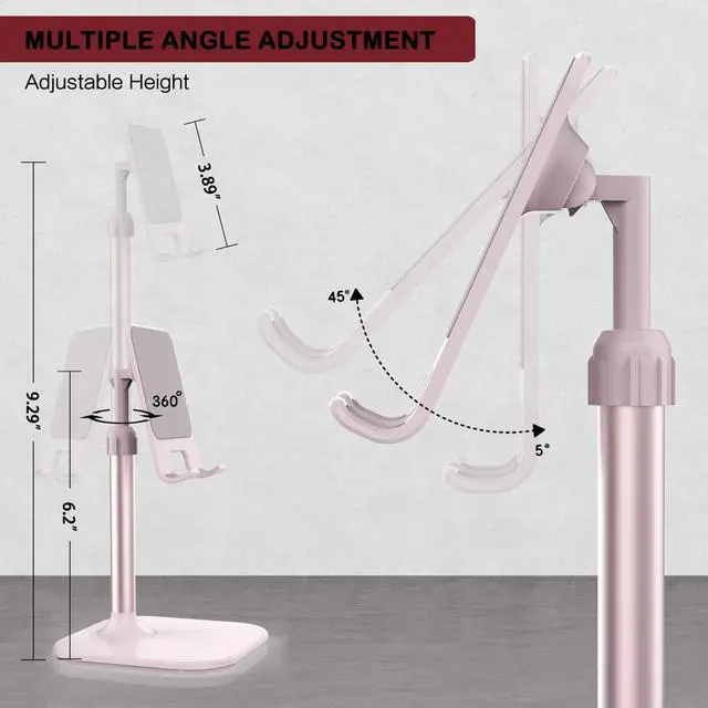 Alt view image 3 of 7 - Cell Phone Stand Phone Stand for Desk Phone Holder Stand Compatible with iPhone and All Mobile Phones Tablet Christmas Stocking Stuffers Gifts for Adults Women Men Mom Wife Pink