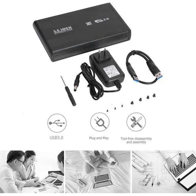 Alt view image 10 of 12 - 3.5 inch USB 3.0 To SATA Port Portable 5-Gbps External SSD Hard Drive Enclosure Compatible Operating System For Windows 98/SE(black B)