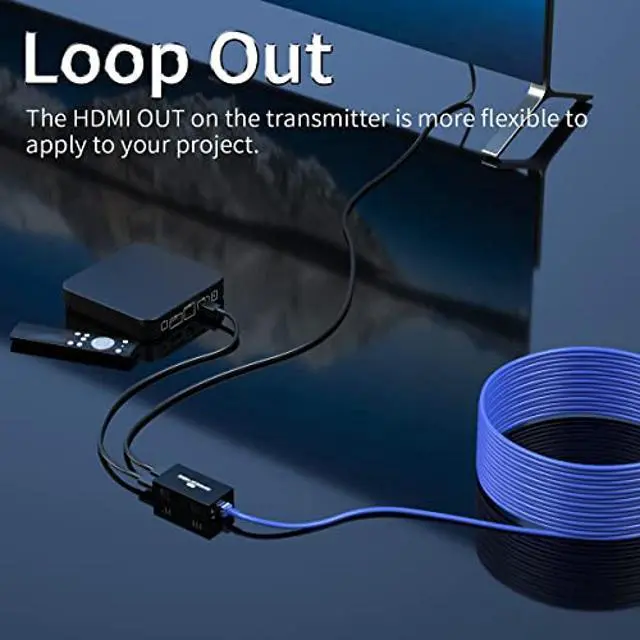 Alt view image 11 of 12 - PWAY 4K HDMI Extender, Ultra HD 4K@60Hz over Cat5e/6 Up to 200ft/60m, Extended Audio and Video, Supports Loop Out, IR, HDCP 2.2/1.4 YUV 444