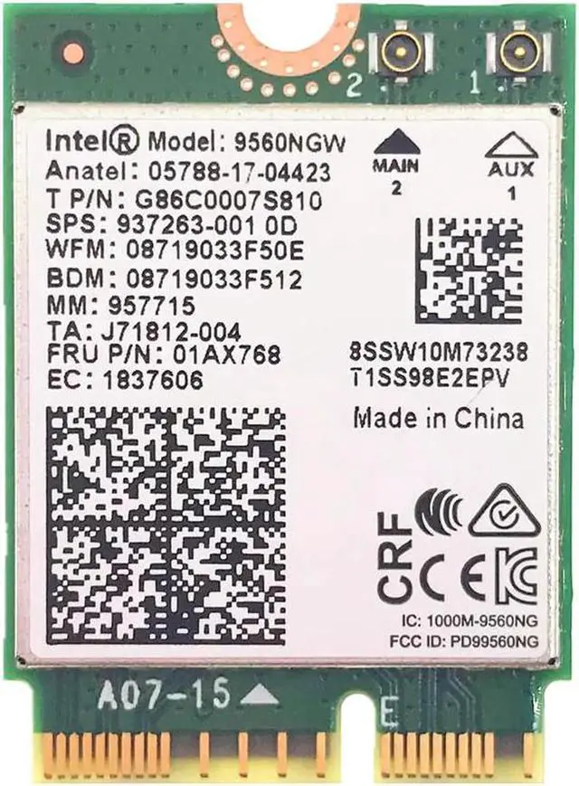 Alt view image 9 of 10 - Dual Band Wireless AC 9560 for Intel 9560NGW 802.11ac NGFF: CNVI 2.4G/5G 2x2 WiFi Card Bluetooth 5.0 + Antennas