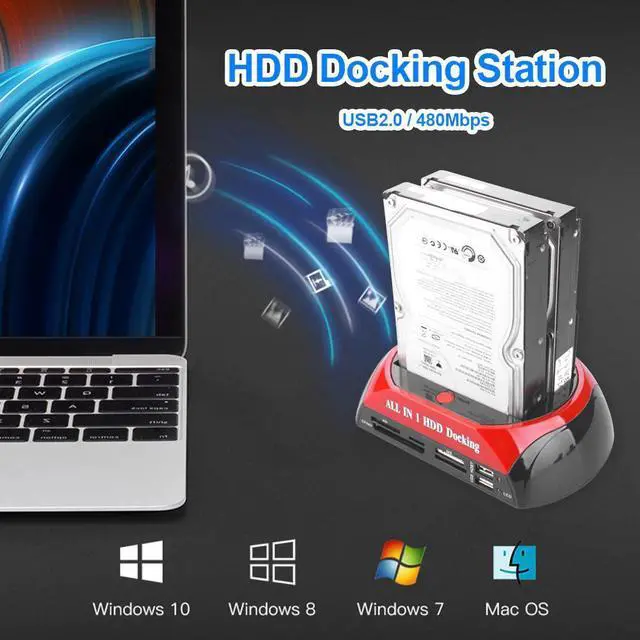 Alt view image 7 of 10 - to 2.5 3.5 Inch Hard Drive Docking Station SATA IDE Dual Slots External SSD HDD Enclosure Compatible with Windows