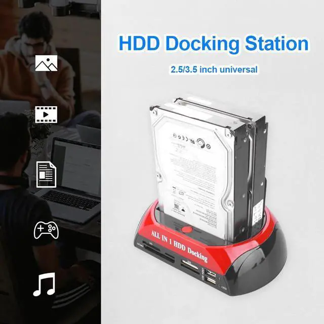 Alt view image 8 of 10 - to 2.5 3.5 Inch Hard Drive Docking Station SATA IDE Dual Slots External SSD HDD Enclosure Compatible with Windows