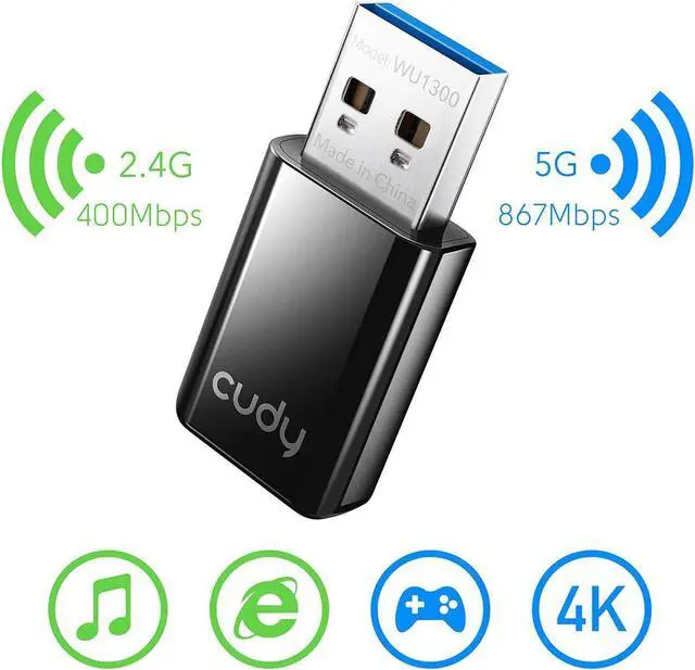 Alt view image 8 of 12 - Cudy WU1300 AC 1300Mbps WiFi USB Adapter for PC, USB 3.0, USB WiFi Dongle, 5Ghz /2.4Ghz, WiFi USB, USB Wireless Adapter for Desktop/Laptop, Compatible with Windows Vista /7/8/8.1/10, mac OS, Linux