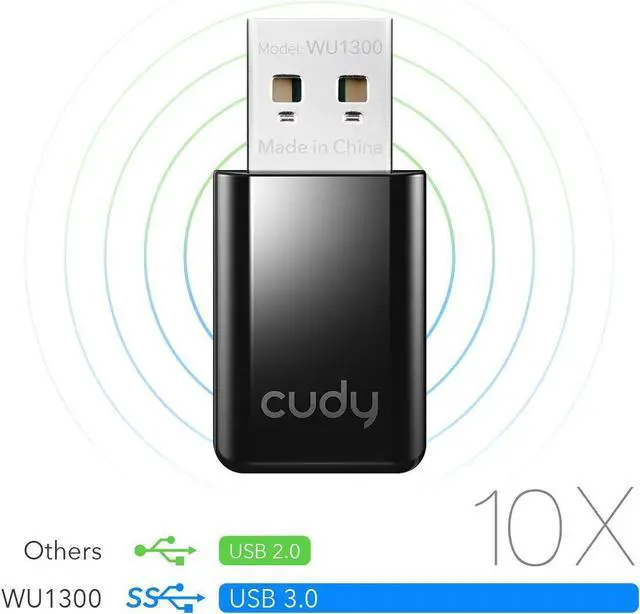 Alt view image 9 of 12 - Cudy WU1300 AC 1300Mbps WiFi USB Adapter for PC, USB 3.0, USB WiFi Dongle, 5Ghz /2.4Ghz, WiFi USB, USB Wireless Adapter for Desktop/Laptop, Compatible with Windows Vista /7/8/8.1/10, mac OS, Linux